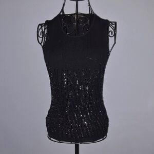 Apostrophe Elegant Black Sequin Tank Top